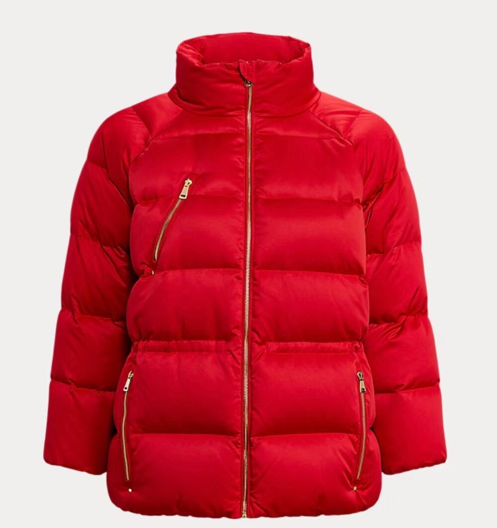 RALPH LAUREN Sz XS Red Satin Winter Jacket 650 Fill Down